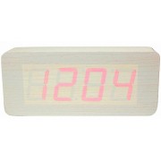 Стильные настольные часы под дерево VST-865 с красной подсветкой