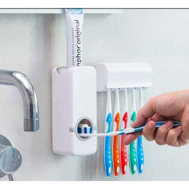 Дозатор автоматический зубной пасты Toothpaste Dispenser с держателем зубных щеток Toothbrush holder