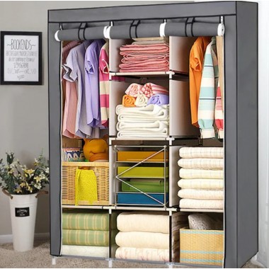 Складной каркасный тканевый шкаф Storage Wardrobe 88130, шкаф на три секции 130*45*175