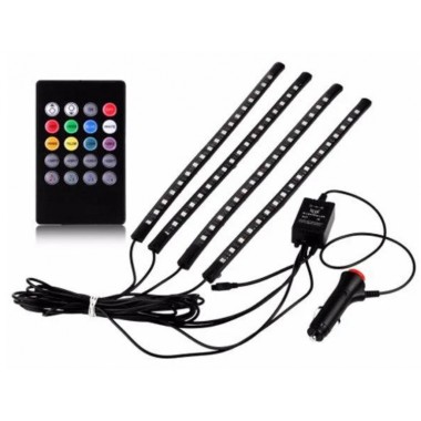 Cветодиодная RGB лента для подсветки салона автомобиля с пультом ДУ 4 шт по 18 лед ELITE LUX EL-1228