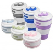 Складная силиконовая термо-чашка с крышкой 350мл Collapsible