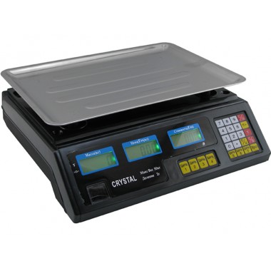 Торговые Весы электронные с калькулятором Crystal 50 kg 6V Черный Лучшая цена!