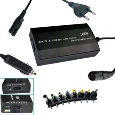 Универсальное зарядное устройство от сети и от прикуривателя для ноутбуков с 8-ю насадками DC 12-24V 120ватт