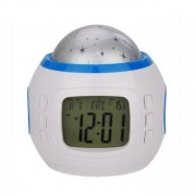 Музыкальный ночник-проектор звездное небо 1038 с часами и будильником