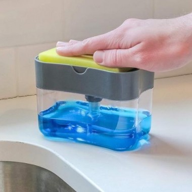 Органайзер для мочалок с мыльницей и дозатором нажимная Soap Pump Sponge Caddy