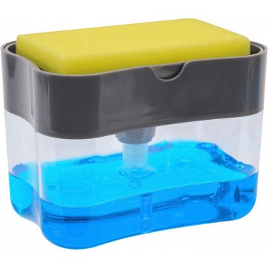 Органайзер для мочалок с мыльницей и дозатором нажимная Soap Pump Sponge Caddy