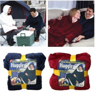 Толстовка - плед с капюшоном HUGGLE HOODIE BLANKET, плед с рукавами Бордовый