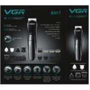 Многофункциональный Триммер набор для стрижки волос и для бритья и носа VGR V-012 6 в 1 Чёрный (V012)