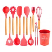 Силиконовый кухонный набор принадлежностей с ведерком 12 предметов. Набор поварешек из силикона ZP-036B