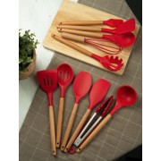 Силиконовый кухонный набор принадлежностей с ведерком 12 предметов. Набор поварешек из силикона ZP-036B