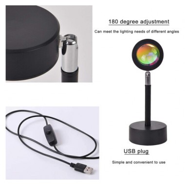 Проекционный светильник Sunset Lamp с эффектом заката, рассвета fm-23