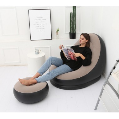 Надувное садовое кресло с пуфиком Air Sofa Comfort zd-33223, велюр, 76*130 см