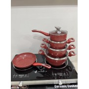 Набор посуды со сковородой гранит круглый ( 9 предметов) НК-313 красный