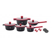 Набор посуды кованый Top Kitchen (TK00019) с мраморным покрытием на 16 предметов Черный