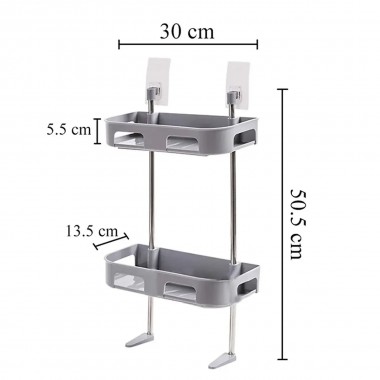 Двух ярусная полка для ванной комнаты Opty с прочным креплением на липучках, устойчивая к влаге RDS