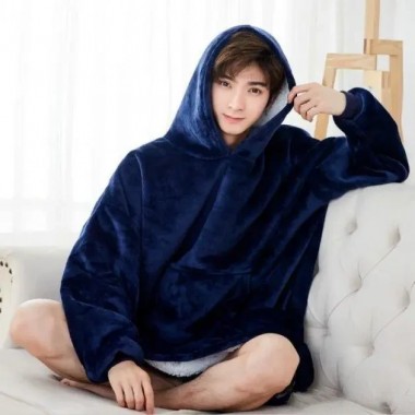 Толстовка плед с капюшоном Huggle Hoodie Синий