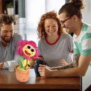 Игрушка говорящий Цветок - повторюшка музыкальный 35 см с подсветкой на аккумуляторах с USB разъем Розовый