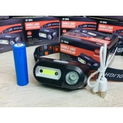 Налобный фонарь BL 1801A /1804A COB XPE + сенсор 18650 USB charge | Фонарик на голову аккумуляторный