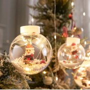 Гирлянда занавес штора Шары с наполнением Дед Мороз, 3.0м, 10 шаров, ТЕПЛАЯ