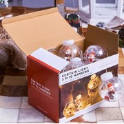 Гирлянда занавес штора Шары с наполнением Дед Мороз, 3.0м, 10 шаров, ТЕПЛАЯ