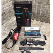 Машинка для стрижки волос Geemy проводная триммер с насадками Чёрно-красная (GM-807)