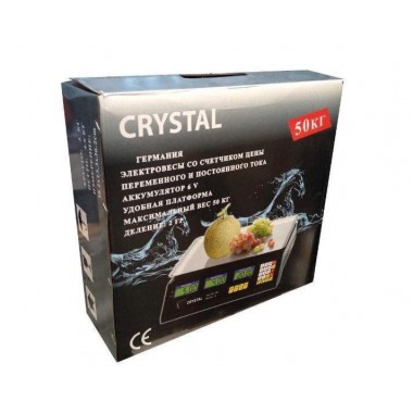 Весы электронные торговые со счетчиком цены Crystal CT-500 до 50 кг