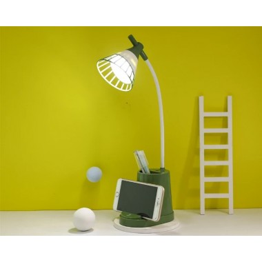 Лампа настольная на гибкой ножке DESKTOP LAMP EL-2176 зелёная с функцией Powebank 1200mAh