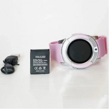 Часы Smart watch V8 розовый с камерой и sim-картой