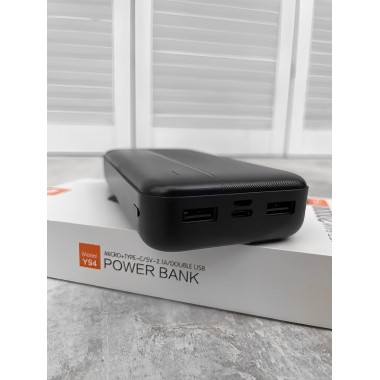 Мощный PowerBank WUW Y94 20000 mAh / Портативный внешний аккумулятор черный