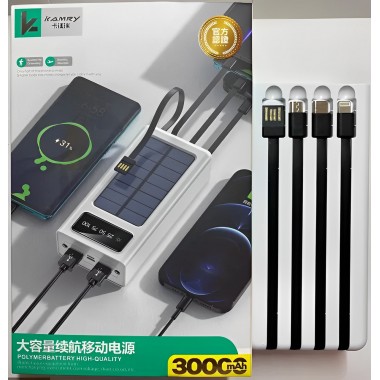 Power Bank Kamry 30000 mAh K-300 с солнечной панелью и проводами