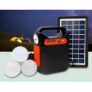 Фонарь-Power Bank EP-391bt радио-блютуз с солнечной панелью+лампочки 3шт
