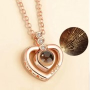 Кулон Сердце I Love You с гравировкой и проекцией фразы Я тебя люблю на 100 языках Золото