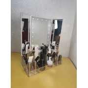 Тройное зеркало с LED подсветкой и подставкой для косметики, органайзер для косметики