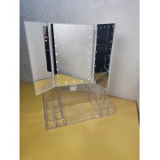 Тройное зеркало с LED подсветкой и подставкой для косметики, органайзер для косметики