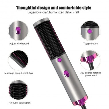 Фен-щетка расчёска-выпрямитель брашинг для сушки и укладки волос 2в1 Ramindong стайлер 800Вт SMP