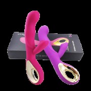 Вибратор (для точки G + клитор) Langsha фиолетовый силикон, пластик