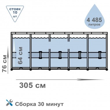 Каркасный бассейн Intex 28206 размер 305х76 см, объем 4485 л.