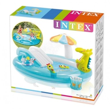 Детский надувной игровой центр Intex Аллигатор 201х170х84см с горкой и аксессуарами 57165