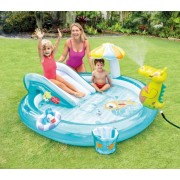 Детский надувной игровой центр Intex Аллигатор 201х170х84см с горкой и аксессуарами 57165