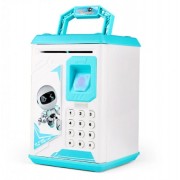 Сейф Робот копилка детская Robot Bodyguard с отпечатком пальца, музыкальная Голубой