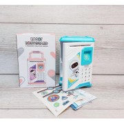 Сейф Робот копилка детская Robot Bodyguard с отпечатком пальца, музыкальная Голубой