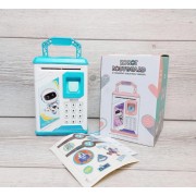 Сейф Робот копилка детская Robot Bodyguard с отпечатком пальца, музыкальная Голубой