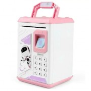 Сейф Робот копилка электронная детская Robot Bodyguard с отпечатком пальца, музыкальная Розовый