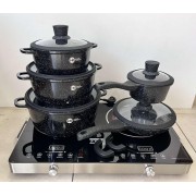 Набор посуды с гранитным антипригарным покрытием Higher Kitchen НК-316 из 12 предметов Черный