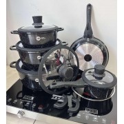 Набор посуды с гранитным антипригарным покрытием Higher Kitchen НК-316 из 12 предметов Черный