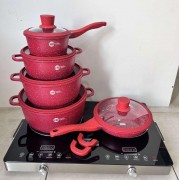 Набор кастрюль с гранитным антипригарным покрытием Higher Kitchen НК-316 из 12 предметов Красный