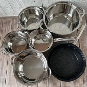 Набор кастрюль Rainberg RB-601 12 предметов и сковорода из нержавеющей стали