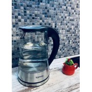 Стеклянный электрический чайник на 2 литра Rainberg RB704 с LED подсветкой 2200W Black