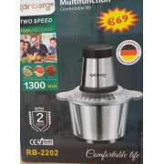 Измельчитель чаша 2 л 4 лезвия из нержавеющей стали Rainberg RB-2202 1300 Watt