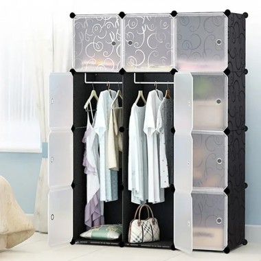 Пластиковый складной шкаф Storage Cube Cabinet «МР 312-62» Черный (110х37х146см)